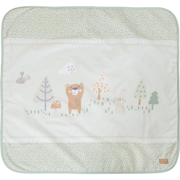 roba Babydecke 'Woodland Buddies' 80 x 80 cm - 2-seitige Decke - Pastellgrün & Silbergrau – Bild 2