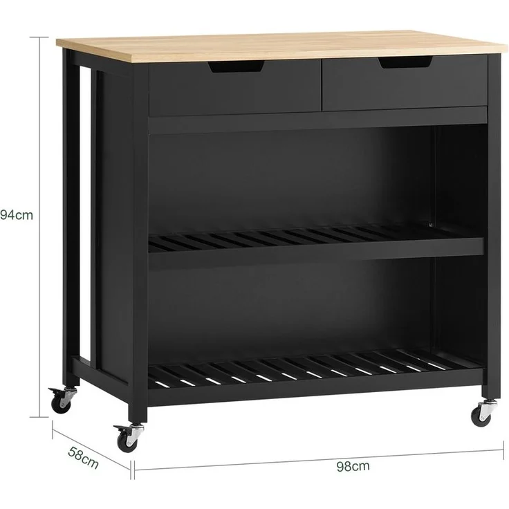 SoBuy FKW74-SCH Kücheninsel, MDF, Lackiert, Schwarz, 98 x 94 x 58 cm – Bild 3
