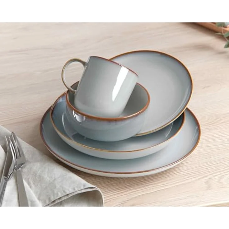 Presotto Speiseteller, Blaugrau, Keramik, Rund, Ø 27,5 cm, Geschirrset (6 Stück) – Bild 5