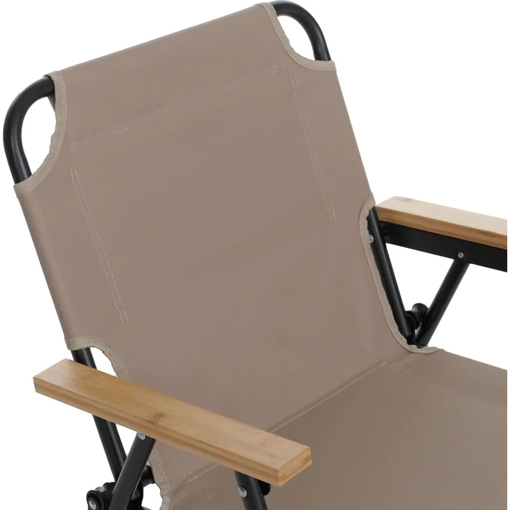 2er-Set Campingstuhl HWC-Q43, Gartenstuhl Balkonstuhl Freizeitstuhl, klappbar Bambus Metall Stoff/Textil ~ creme – Bild 5