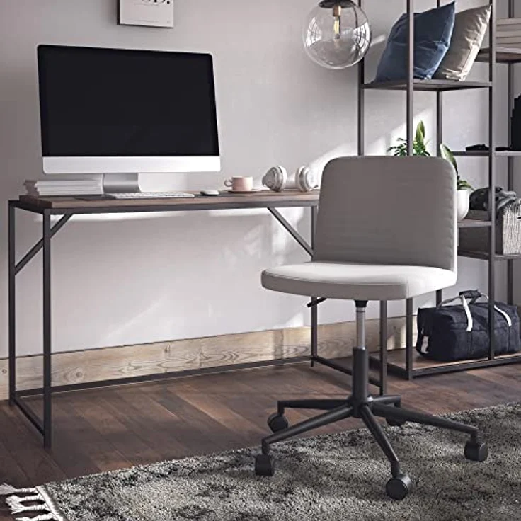DHP Furniture Corey Bürostuhl Grau, höhenverstellbarer Drehstuhl mit Rollen, gepolsterter Arbeitsstuhl ohne Armlehnen, mit Metallgestell, 59 x 56 x 76 cm – Bild 8