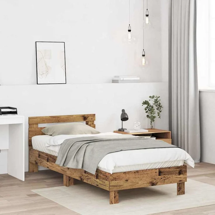 vidaXL Bettrahmen Altholz 203 x 95 x 70 cm Holzwerkstoff 874112 – Bild 3