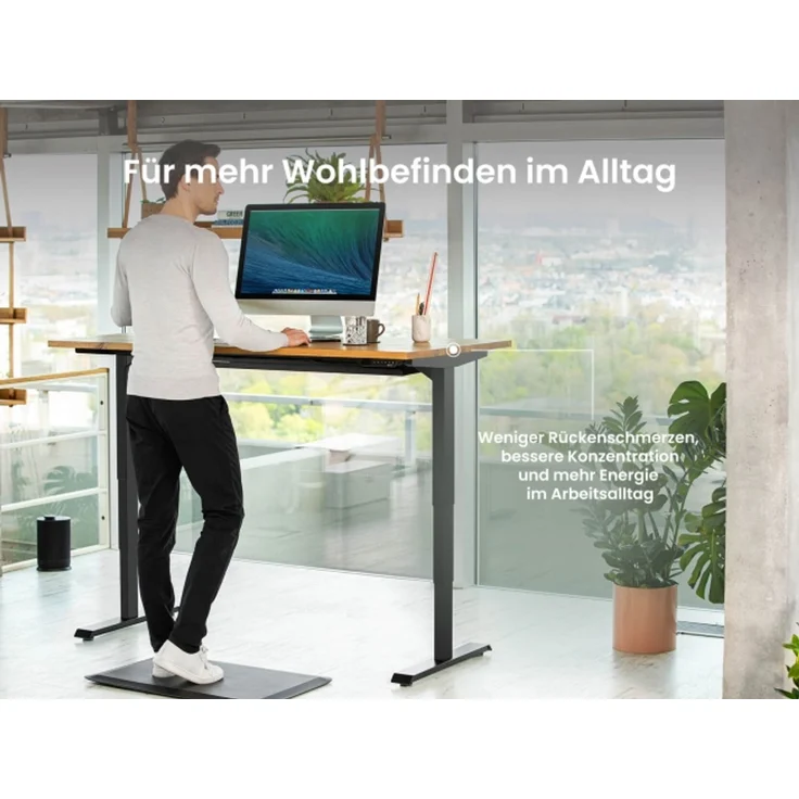 Desktopia Pro X - Elektrisch höhenverstellbarer Schreibtisch / Ergonomischer Tisch mit Memory-Funktion, Grau, Gestell Schwarz, 160x80 cm – Bild 7