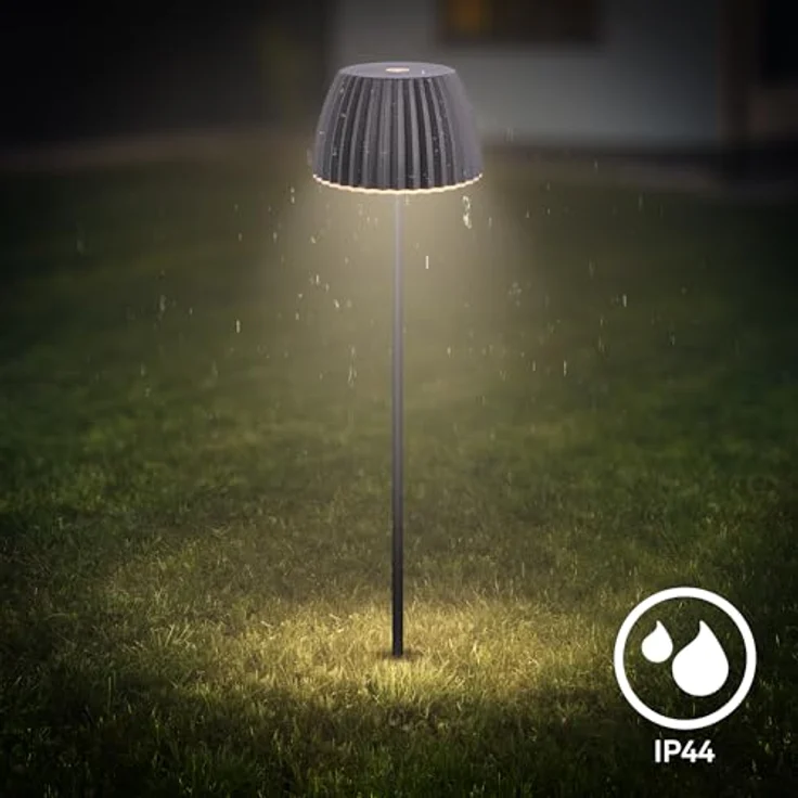 BRILONER - Riffle Mini Gartenleuchte mit Erdspieß, Akku, Touch, dimmbar, höhenverstellbar, Außenleuchte Akku, Gartenlampe, Beetbeleuchtung, Gartendeko, Wegeleuchten außen, 8,5 x 80,5 cm, Anthrazit – Bild 6