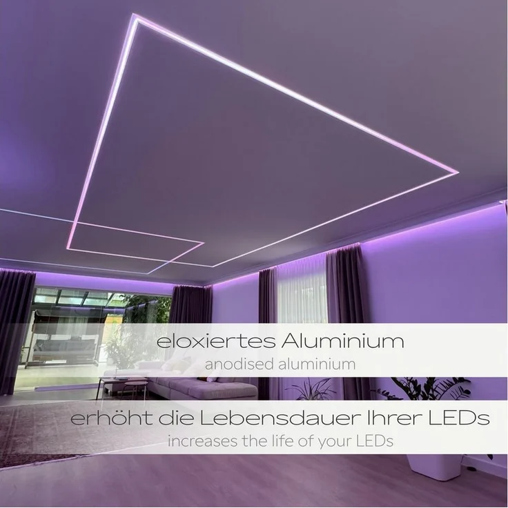 Hexim LED-Stripe-Profil 2m Trockenbauprofil Alu LED Profil Unterputz (2m/1Stk, ALED-1 12mm), 2m Trockenbauprofil Alu LED Profil Unterputz (2m/1Stk, ALED-1 12mm) – Bild 2