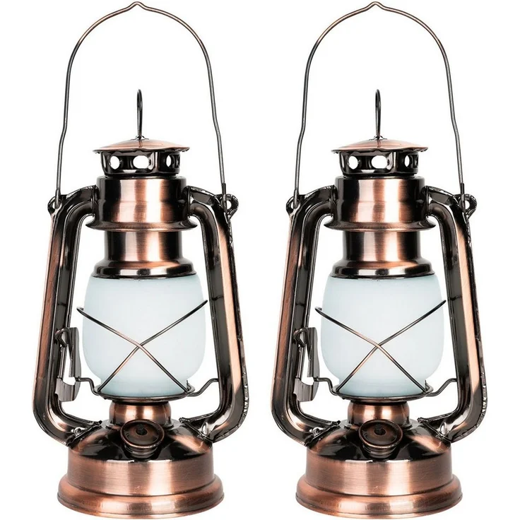 Casativo LED Laterne Retro LED-Sturmlaterne 25cm mit Flammen-Optik Ø15 x H25 cm Batterie, LED fest integriert, Batteriebetrieb, Bronzelook, zum Aufhängen, Tragegriff&Ring – Bild 1