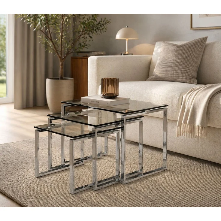 ACTONA GROUP Beistelltisch Katrine 3er Set, moderne Glas Satztische, zeitloses Design (Set, Couchtisch, Sofatisch, OTTOs Choice), OTTOs Choice, Platzsparend, stilvoll & flexibel kombinierbar