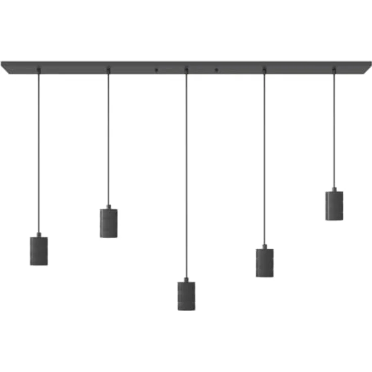 Calex Retro Pendelleuchte, eckig, 5-flg., dimmbar, schwarz – Bild 2