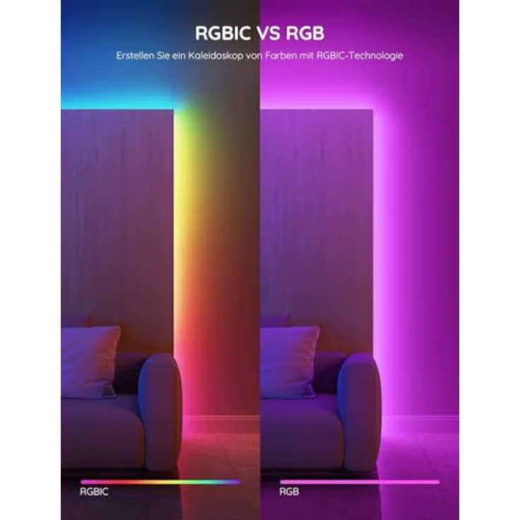 Govee LED Strip 20m, RGBIC LED Streifen mit Segmentcontrol, Musik Sync, 64 Szenenmodi, App-Steuerung, Farbwechsel, 2 Rollen à 10M – Bild 3