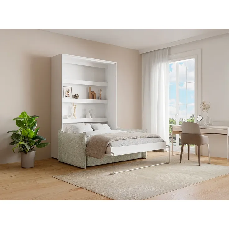 Vente-unique - RAPILI Bett Holz, Platte Weiß - B 151 cm239,2 cm x H 225,2 cm x L 208 cm – Bild 2