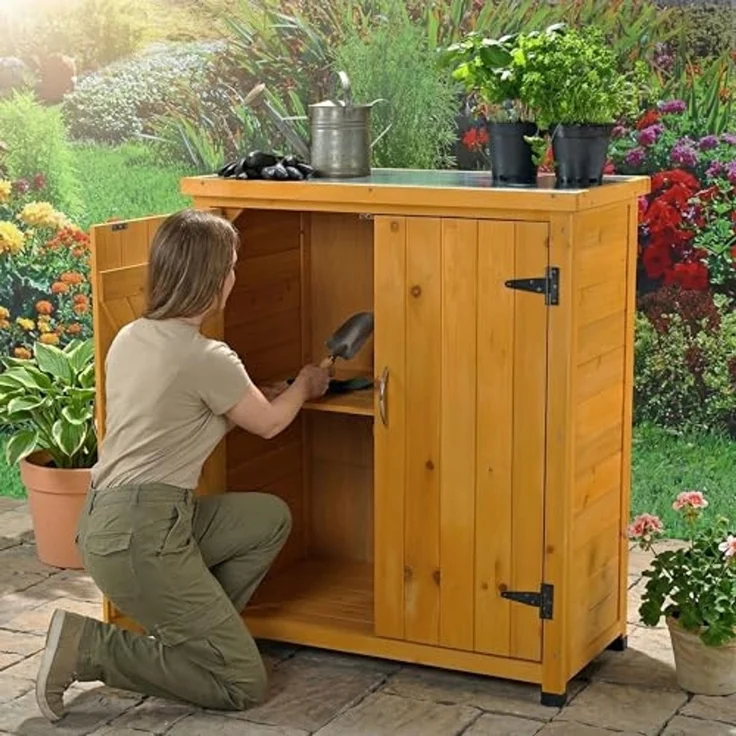 Gartenschrank, natur 75 cm × 40 cm × 90 cm – Bild 4