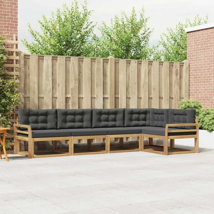 vidaXL Outdoor-Sofagarnitur 5 stk. 5-Sitzer Weiß und Anthrazit 3386446 – Bild 1
