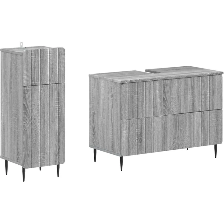 vidaXL 2-teiliges Badezimmer Schrank Set ZWOLLE Sonoma-Grau 3417681 – Bild 1