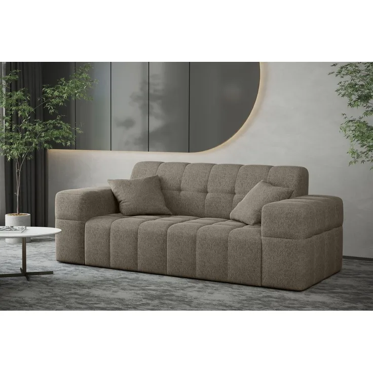 Sofa Designersofa NANCY 2-Sitzer in Stoff Neve Taupe