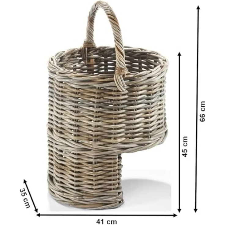 Kobolo Aufbewahrungskorb Treppenkorb Korb Rattan - kubu grey - mit Henkel – Bild 3
