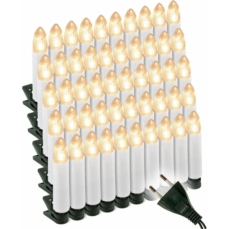 Nipach LED-Christbaumkerzen XI11596 LED Weihnachtsbaumbeleuchtung 50er innen warmweiß