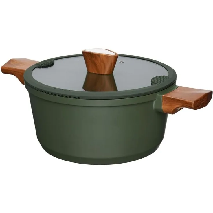 RESTO Kitchenware Kochtopf Sadr, Bratentopf antihaftbeschichtet, im Geschenkkarton, Aluminiumguss (2-tlg), inkl. Glasdeckel mit Silikonrand und integrierten Abgießlöchern