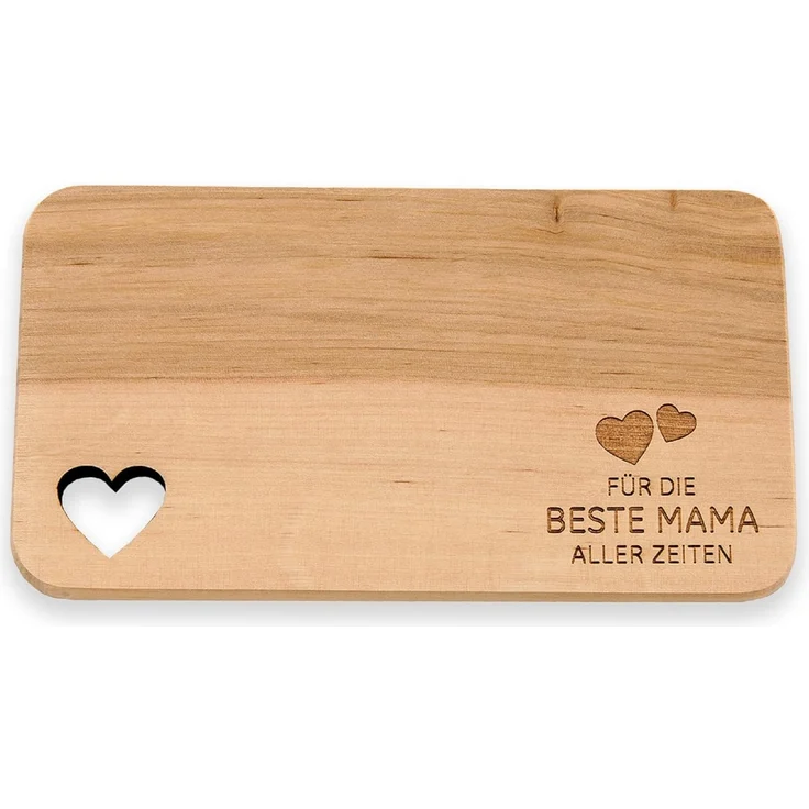 Spruchreif® Frühstücksbrett Frühstücksbrettchen aus Holz · Brotzeitbrett mit Gravur · Geschenk für Familie · Holzbrettchen mit Herzausschnitt – Bild 1