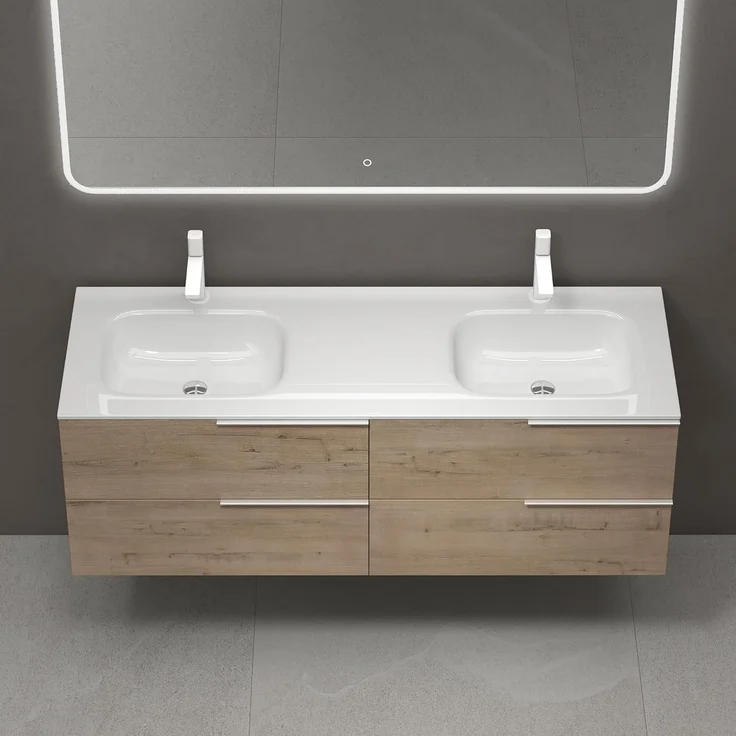 doporro Badmöbel-Set Waschbeckenunterschrank aus Mineralguss Soft-Close Vanessa – Bild 3