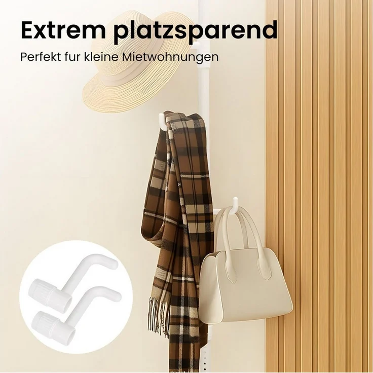 Youyijia Garderobenständer 2.62-3m Garderobenständer Ausziehbar, 5 Haken Garderobenständer – Bild 4