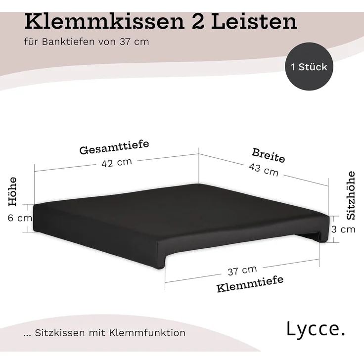 Lycce Bankauflage Klemmkissen Sitzkissen mit 2 Leisten, 37cm Klemmtiefe, Kunstleder, (1 St), hochwertiger Bezug in vielen Farben – Bild 3