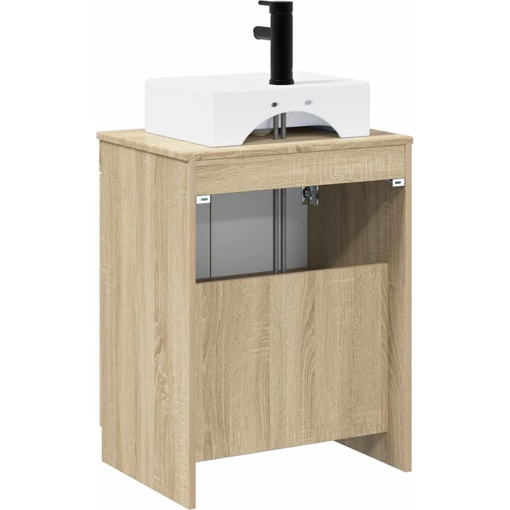vidaXL Waschbeckenschrank Sonoma-Eiche 54 x 41 x 99,5 cm Holzwerkstoff 3404242 – Bild 7