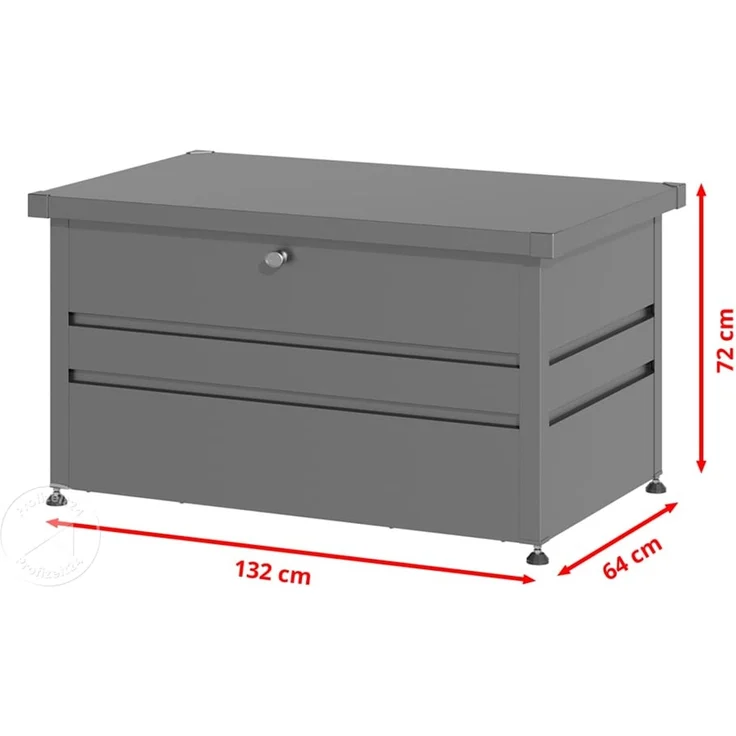 GFP PRIMEYARD® Gartenbox 132 x 64 x 72 cm Aufbewahrungsbox Auflagenbox Gartentruhe Metall anthrazit wasserdicht – Bild 7