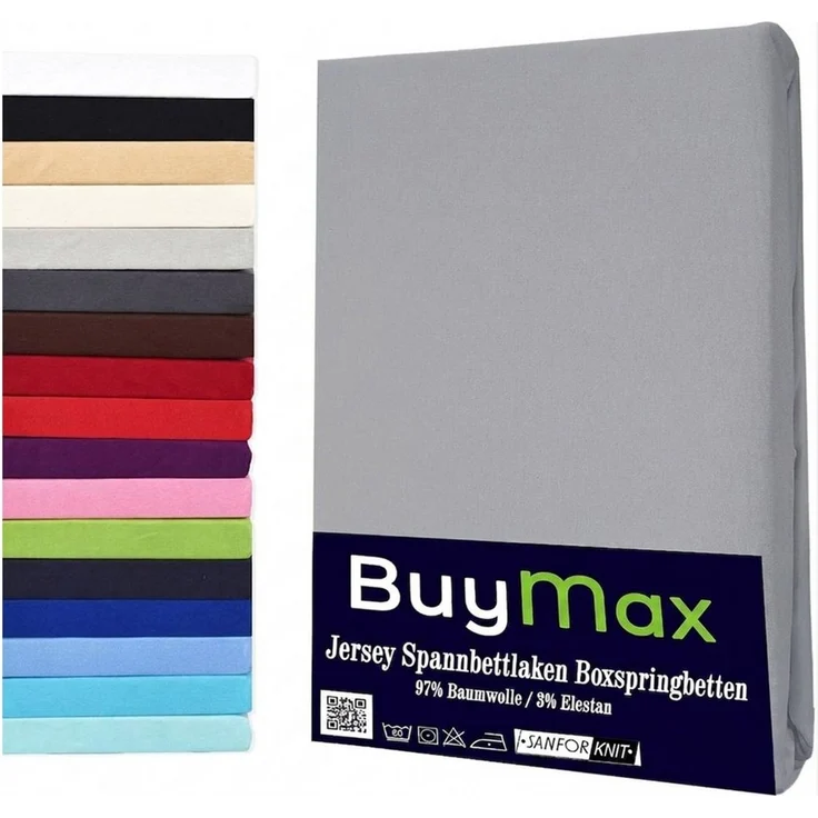 Buymax Spannbettlaken Wasserbett Spannbettlaken für Boxspringbetten Matratzen bis 35 cm Höhe, Jersey, Gummizug: Rundumgummi, (1 Stück), Spannbetttuch 97% Baumwolle, 3% Elasthan, atmungsaktiv, 40 cm Steghöhe – Bild 1