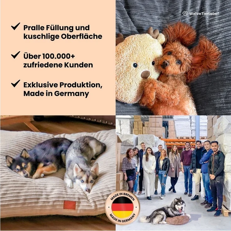 Wahre Tierliebe Tierbett Cozy, kuschliges Hundebett, orthopädisch, waschbar, pflegeleicht, verschiedene Größen & Farben, extra weiches Material, wasserabweisend – Bild 3