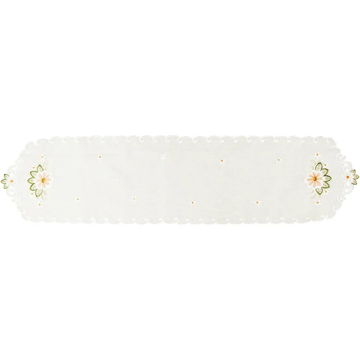 ARSVITA Tischläufer mit Stickerei, mit Blumen oder Schmetterlingen bestickter 35x140cm Läufer für den Tisch, in vielen verschiedenen Designs verfügbar (Farbe: Grün - Orange) – Bild 2