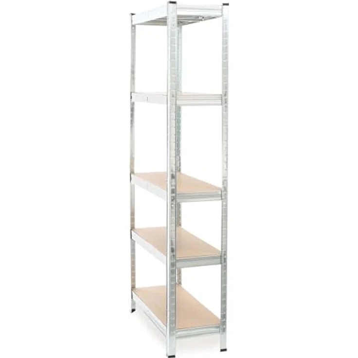 Wiltec Schwerlastregal 75 x 30 x 174 cm, Gesamtlast 875kg, Steckregal verzinkt aus Stahl, Lastenregal mit 5 Ablagen, Werkstattregal – Bild 10