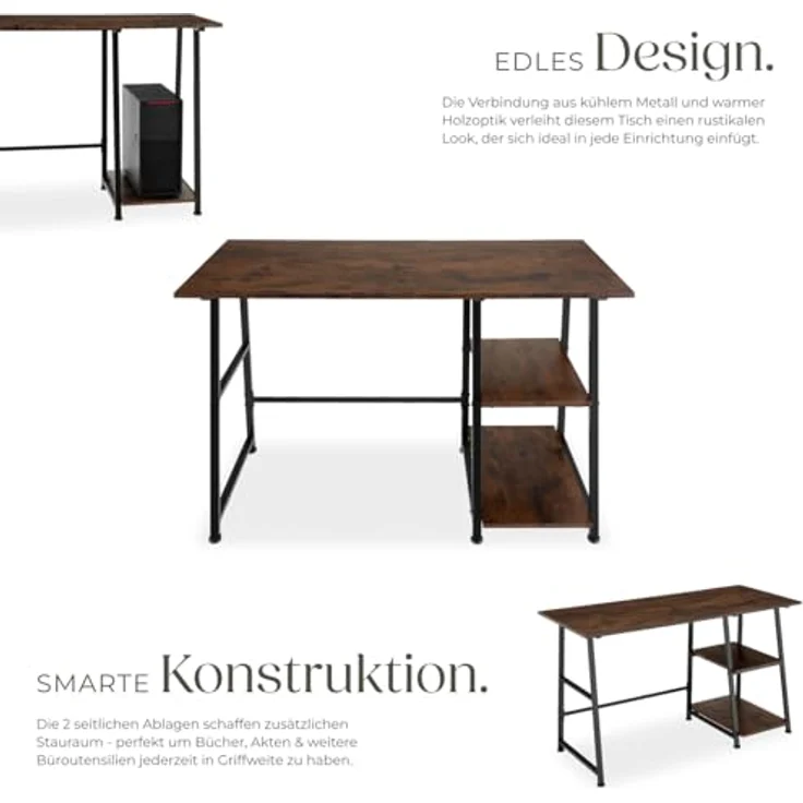 tectake Schreibtisch Computertisch Paisley 120x50x73,5cm (1-St, 1 tlg), Rustikaler Schreibtisch im schnörkellosen Industrial Style – Bild 6