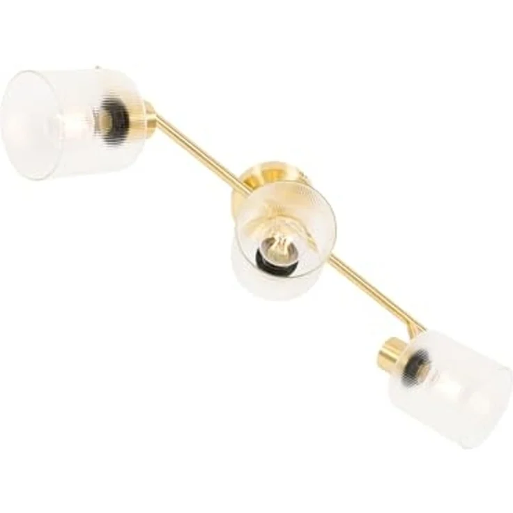 Qazqa LED Aufbaustrahler Laura, ohne Leuchtmittel, Warmweiß, QAZQA Aufbau­spot, e27, gold, Glas, Art Deco – Bild 5
