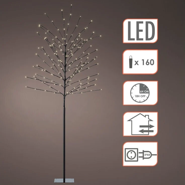 Spetebo LED Dekolicht Lichterbaum 180 cm für Außen und Innen - 160 LED, Timer, LED fest integriert, warm weiß, Strom betrieben mit Timer Funktion – Bild 2