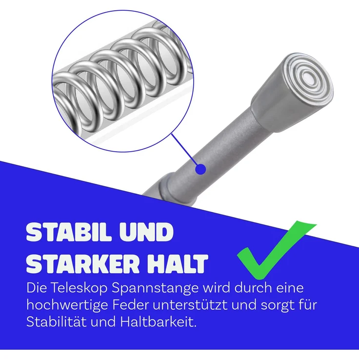 Verstellbare Vorhangstange - Spannstange zum Klemmen Silber Ø10/13 mm 80-125 cm – Bild 6