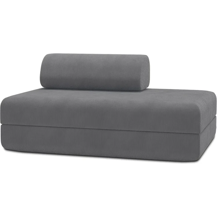 2-Sitzer-Schlafsofa aus grauem Cord – Bild 1