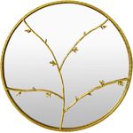 Berkeley Wandspiegel Metallrahmen rund  Ø 80 cm Zweig-Design Gold