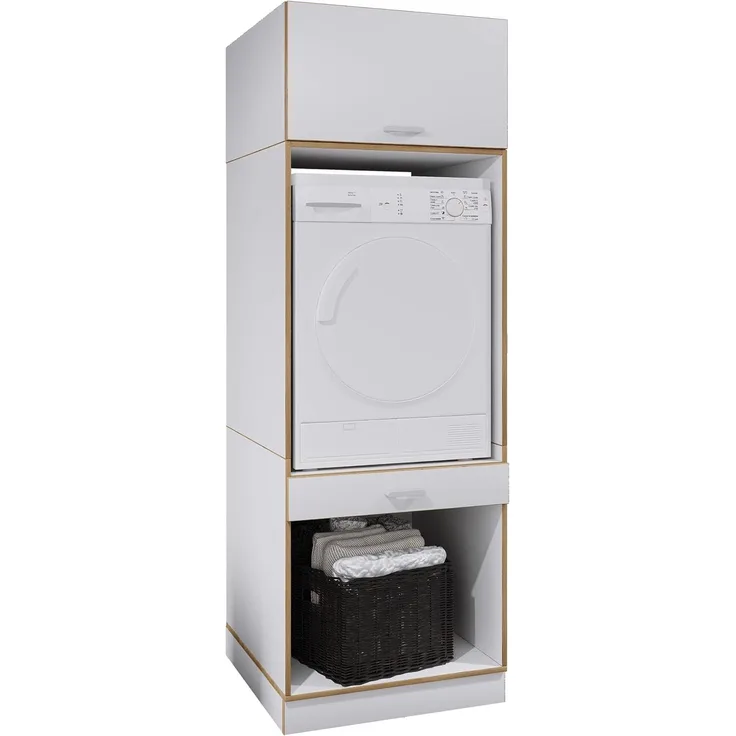 VCM Badmöbel Waschmaschinenschrank Rislo 921895 Weiß H. 200 x B. 67 x T. 48 cm