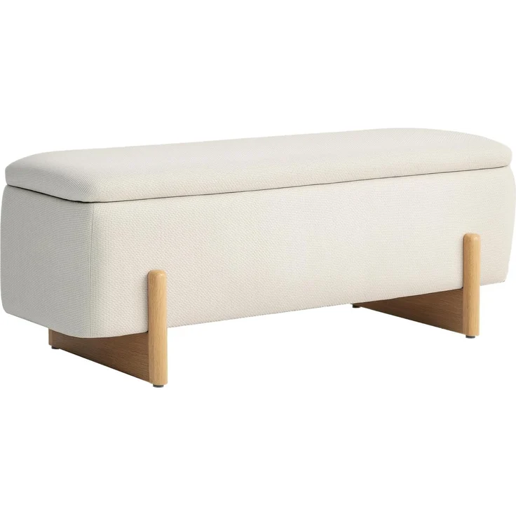 HOMCOM Sitzbank mit Stauraum, Polsterbank mit Leinenoptik, Holzbeine (Bettbank, 1-St, Sitztruhe), für Wohnzimmer, Schlafzimmer, Flur, 111 x 44 x 44,5 cm