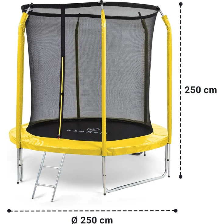 Jumpstarter Trampolin 2,5 m Ø Netz 120 kg max. 195 cm Ø Sprungfläche Gelb – Bild 7