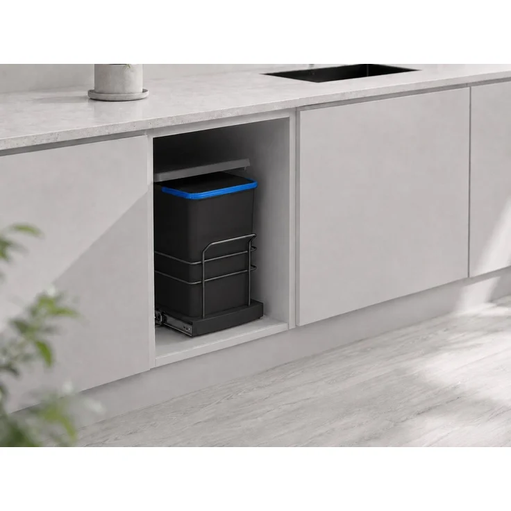 Roomart Einbaumülleimer Einbau-Mülleimer Küche ausziehbar 2×12L Mülltrennsystem Unterschrank, 2×12L Mülltrennung, Einbau Unterschrank, ausziehbar, in 2 Farben – Bild 2