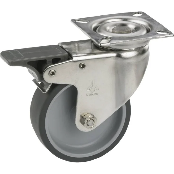 Lenkrolle mit Platte und Totalfeststeller 50 x 18 mm, Tragkr. 40 kg
