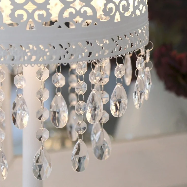 Grafelstein Tischleuchte Tischlampe MARRAKECH weiß Metall mit orientalischem Muster Kristallen – Bild 2