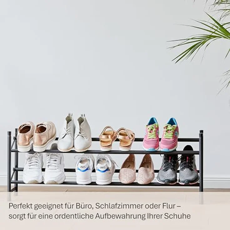 LOVE !T STORE !T Loft Schuhregal, aus Metall, schmales, offenes Regal für bis zu 10 Paar Schuhe, ausziehbar und stapelbar, matt schwarz – Bild 5