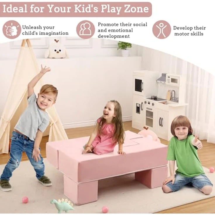 Kinderbett, Schlafsofa, ausziehbar mit 6 Modulen, Futon, faltbar, Möbel für Kinderzimmer, Schlafzimmer, Spielzimmer – Bild 7