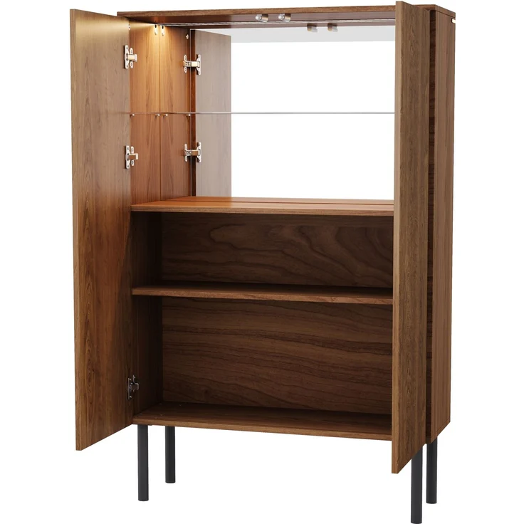 Vitrinenschrank 80x35x145 cm mit LED-Beleuchtung, Spiegelrückwand und Glasboden – Bild 6
