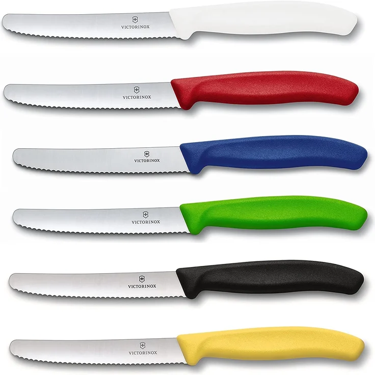 Victorinox Swiss Classic | Tafelmesser Set | 6 Stück | farblich sortiert: Weiß, Blau, Schwarz, Rot, Gelb, Grün | ergonomisch geformt | ideal für den täglichen Gebrauch – Bild 1