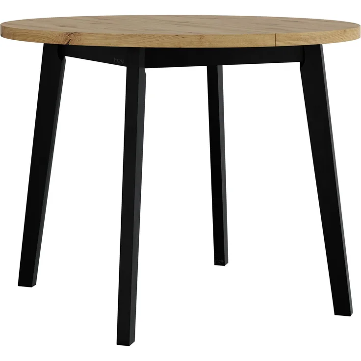 Esstisch Oslo III L, Runder Ausziehbarer Tisch (Farbe: Artisan Eiche / Schwarz)