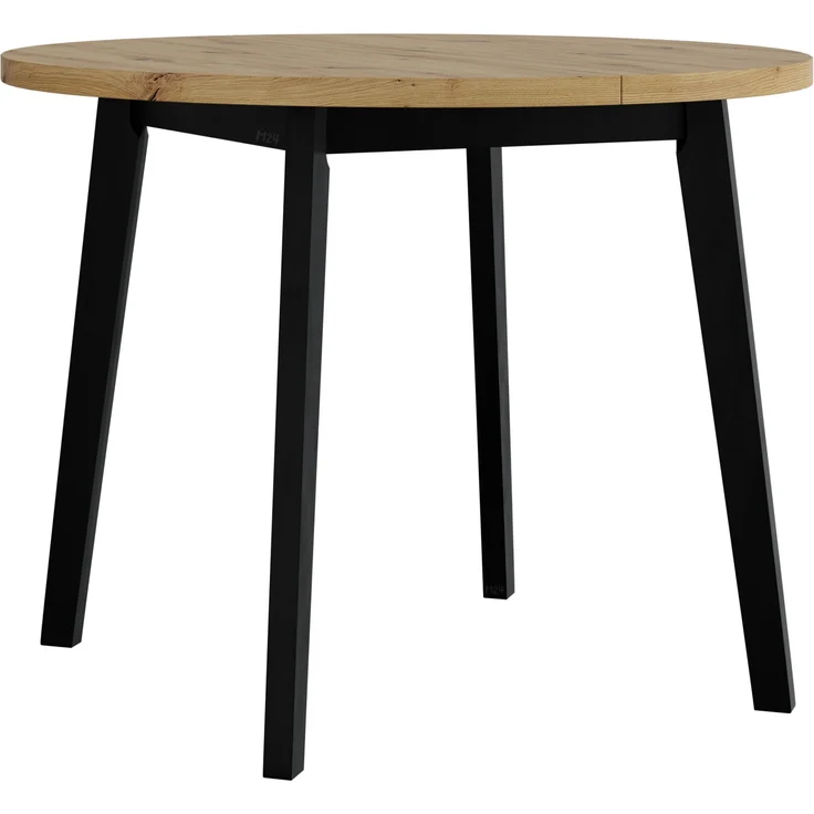 Esstisch Oslo III L, Runder Ausziehbarer Tisch (Farbe: Artisan Eiche / Schwarz)