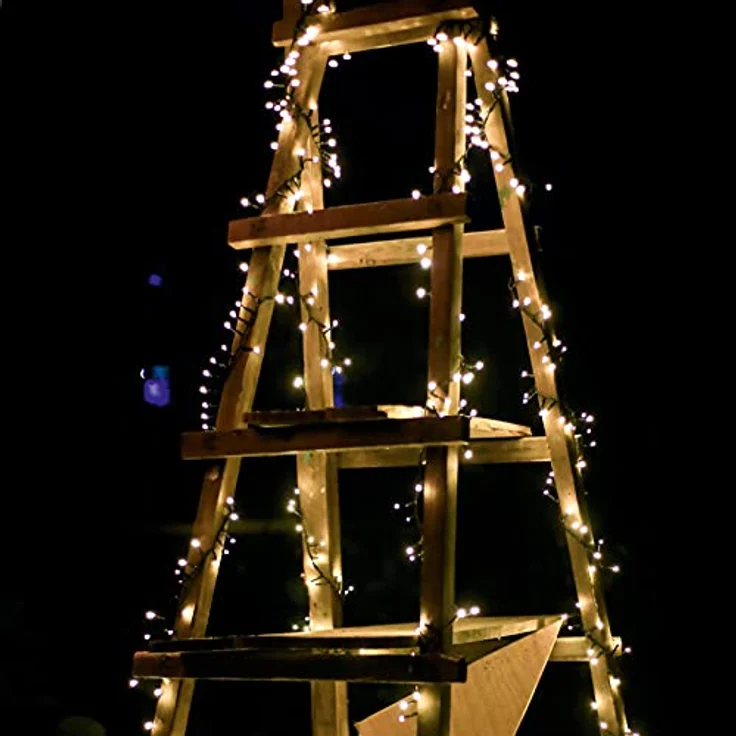hellum LED Lichterkette außen Cluster, 15,98m 800 LED Cluster Lichterkette warmweiß mit Timer, Strombetrieben indoor & outdoor, Weihnachtsbaumbeleuchtung mit Kabel – Bild 9